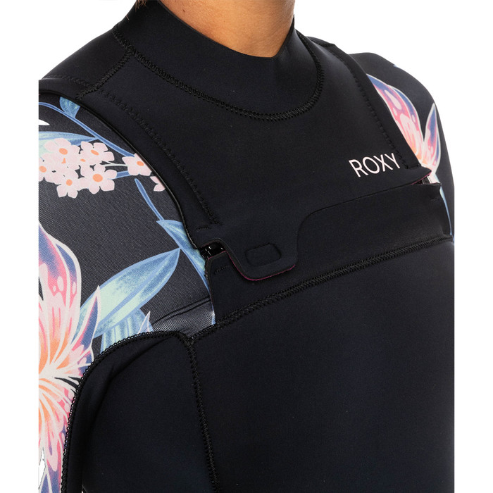 2024 Roxy Dames Swell Series 3/2mm Borst Ritssluiting Gbs Wetsuit ERJW103122 - Anthracite Paradise